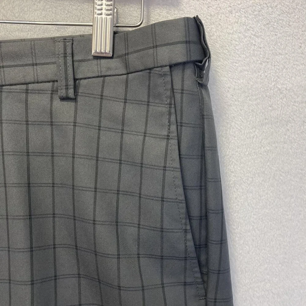Haggar Cool 18 Pro Shorts Mens‎ 32 Gray Plaid Performance Golf Business Casual